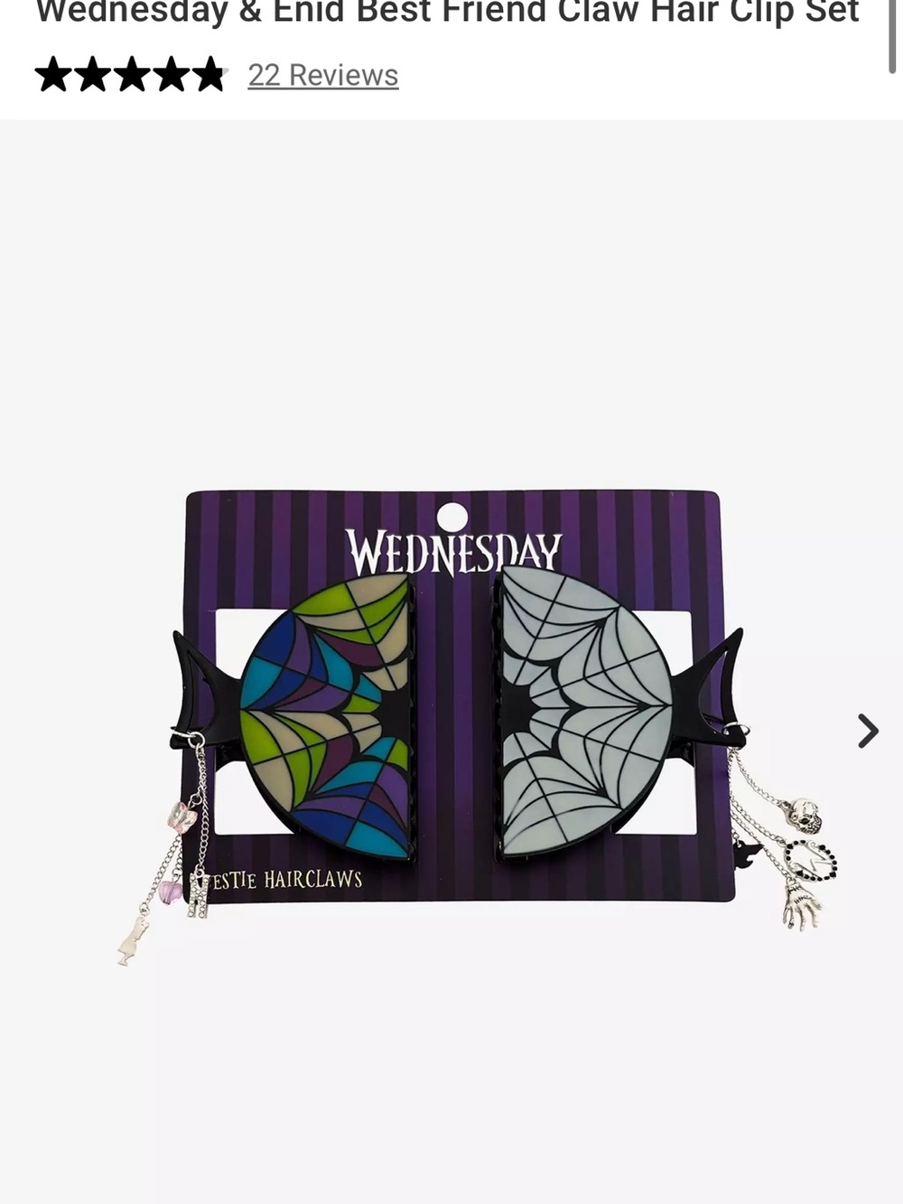 Wednesday Enid Spiderweb Claw Clip Set - Multicolor & Gray
